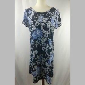 Papermoon By Stitch Fix Navy Blue Printed Dress